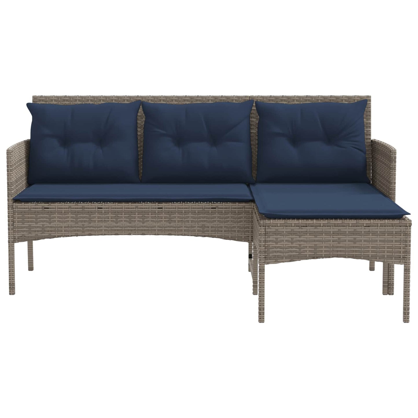 Set Divano da Giardino 2 pcs Grigio e Blu Navy polyrattan | homemem39
