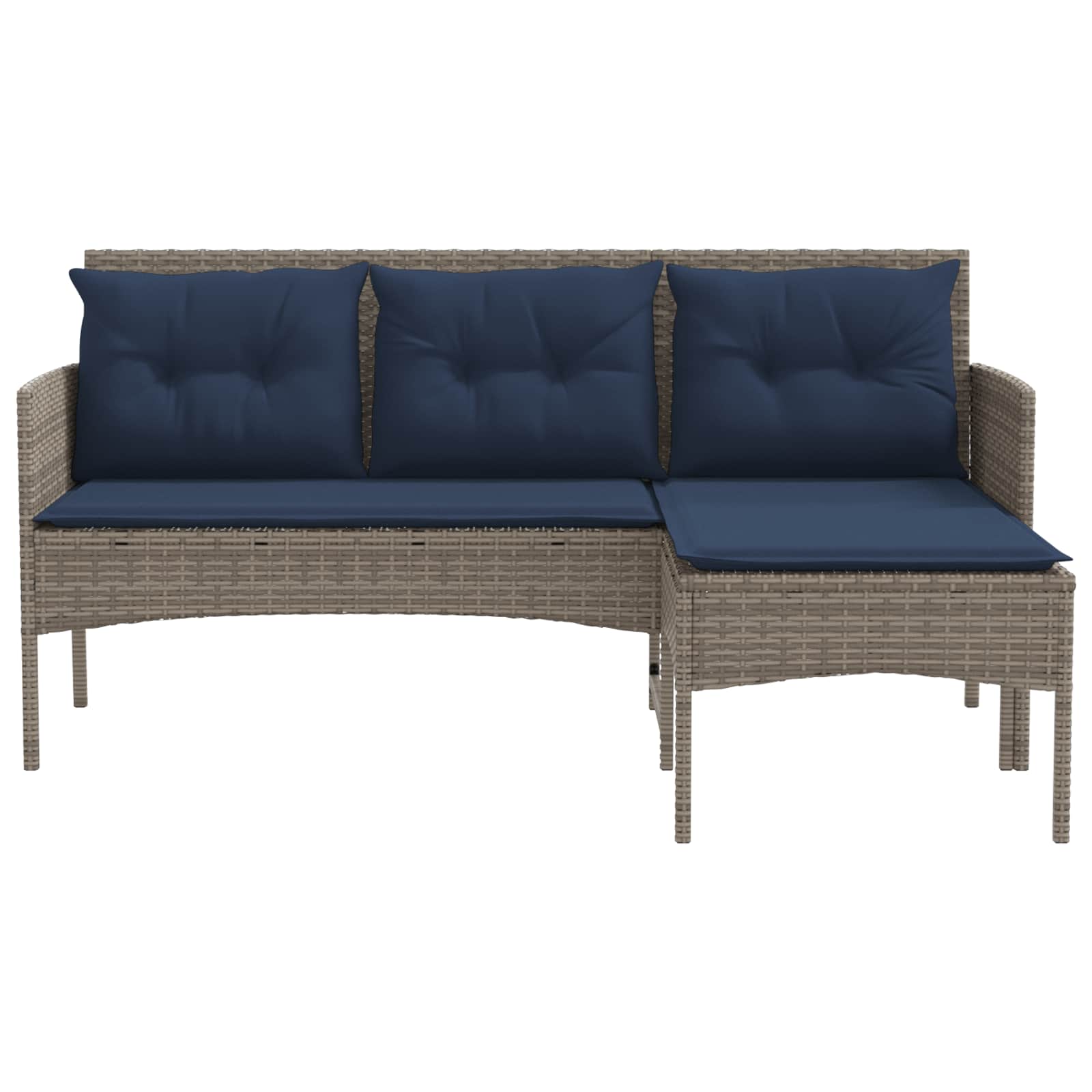 Set Divano da Giardino 2 pcs Grigio e Blu Navy polyrattan | homemem39