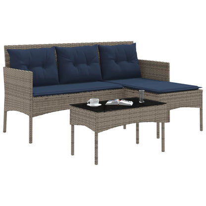 Set Divano da Giardino 2 pcs Grigio e Blu Navy polyrattan | homemem39