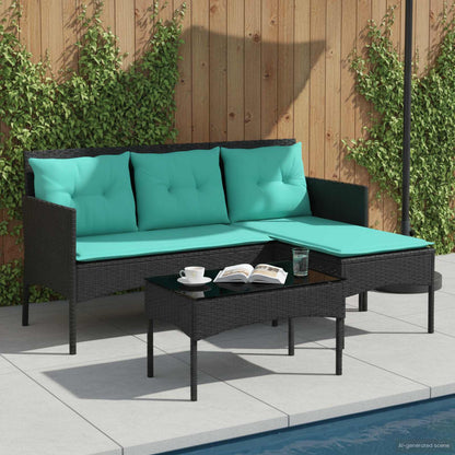 Set Divano da Giardino con cuscino 2 pcs polyrattan | homemem39