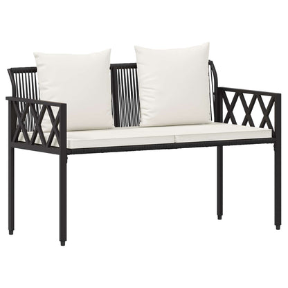 Set Mobili da Esterno 4 pcs Nero e Bianco Crema polyrattan | homemem39