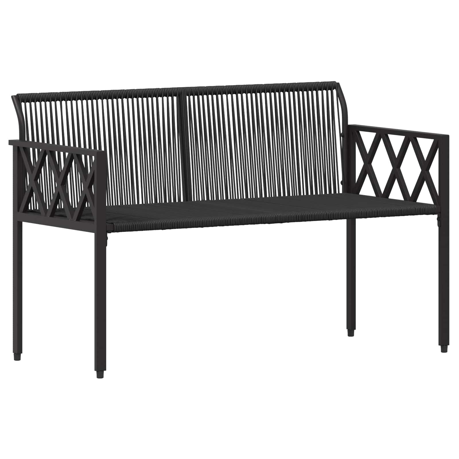 Set Mobili da Esterno 4 pcs Nero e Bianco Crema polyrattan | homemem39