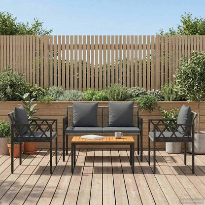 Set Mobili da Esterno 4 pcs Grigio e Grigio Scuro polyrattan | homemem39