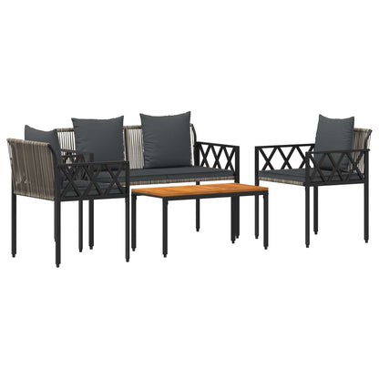 Set Mobili da Esterno 4 pcs Grigio e Grigio Scuro polyrattan | homemem39
