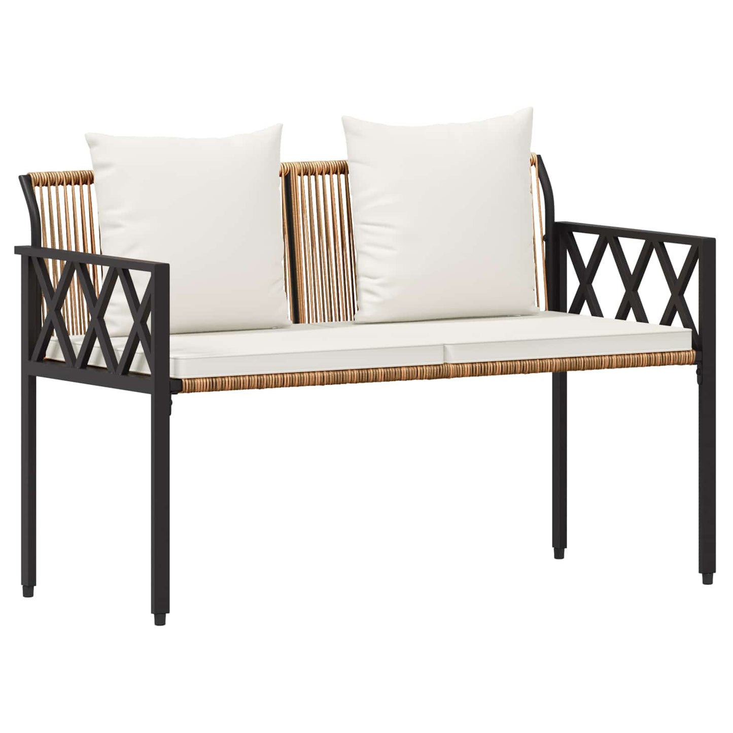 Set Mobili da Esterno 4 pcs Marrone e Bianco Crema polyrattan | homemem39