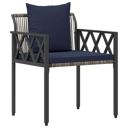 Set Mobili da Esterno 4 pcs Grigio e Blu Navy polyrattan | homemem39