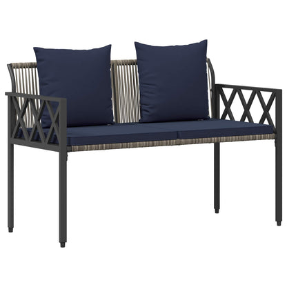 Set Mobili da Esterno 4 pcs Grigio e Blu Navy polyrattan | homemem39
