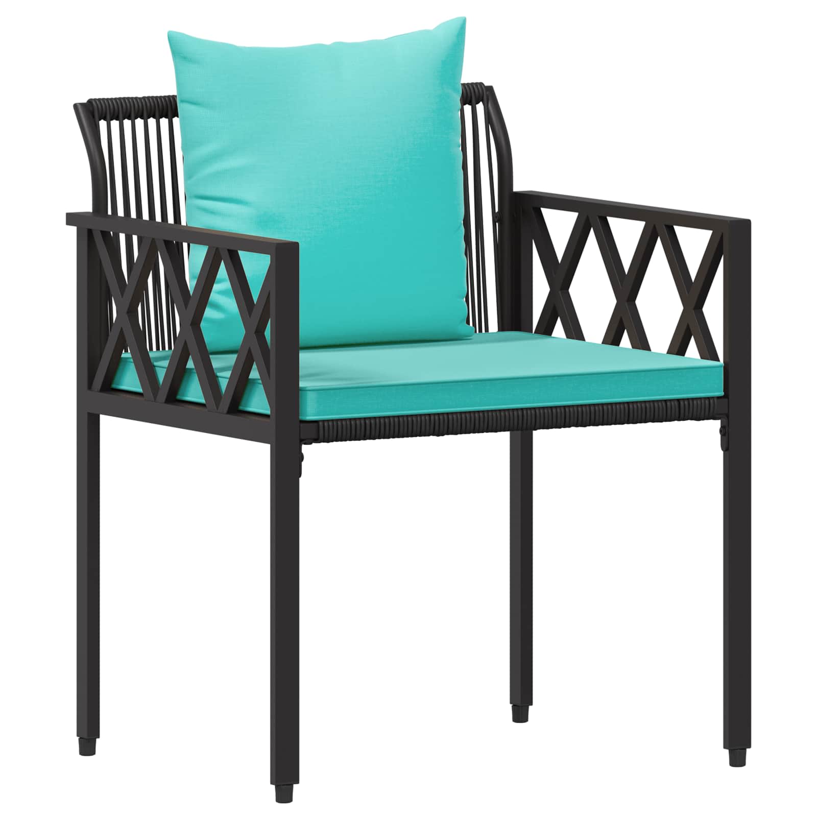 Set Mobili da Esterno 4 pcs Nero e Turchese polyrattan | homemem39