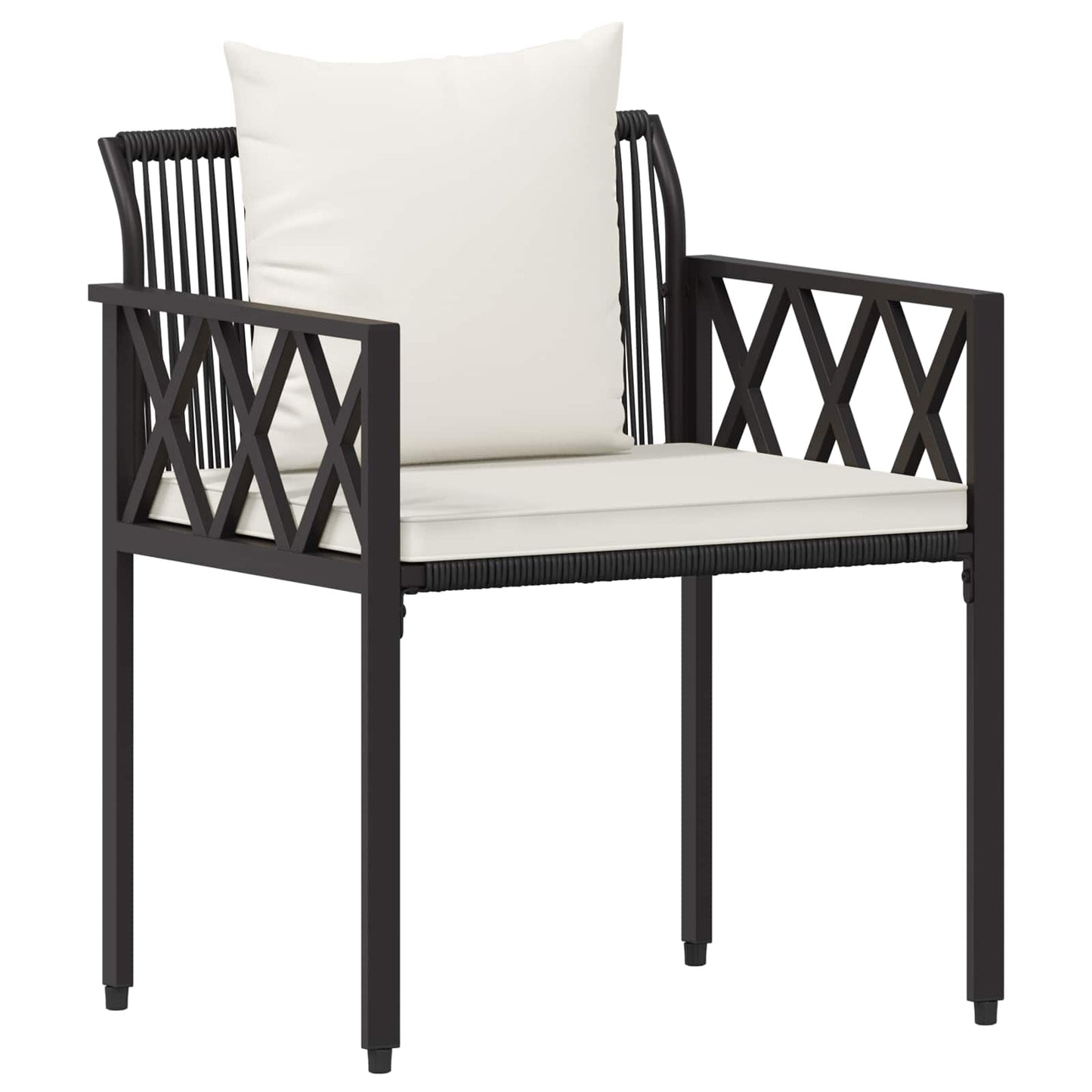 Set Mobili da Esterno 3 pcs Nero e Bianco Crema polyrattan | homemem39