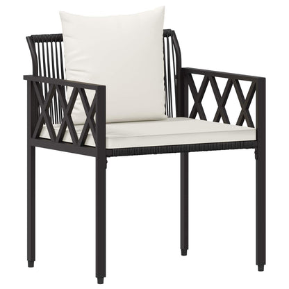 Set Mobili da Esterno 3 pcs Nero e Bianco Crema polyrattan | homemem39