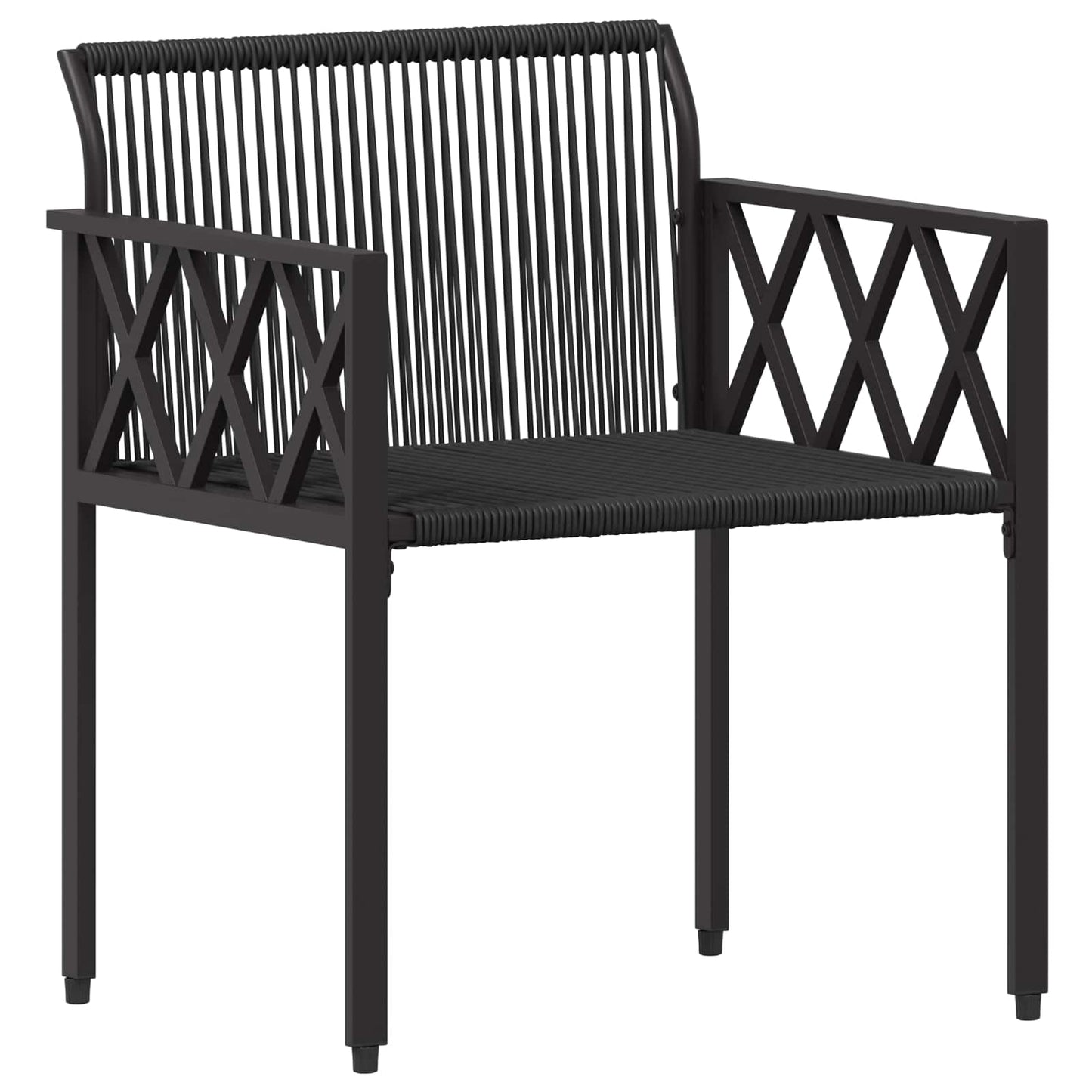Set Mobili da Esterno 3 pcs Nero e Bianco Crema polyrattan | homemem39