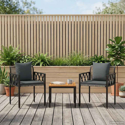 Set Mobili da Esterno 3 pcs Grigio e Grigio Scuro polyrattan | homemem39