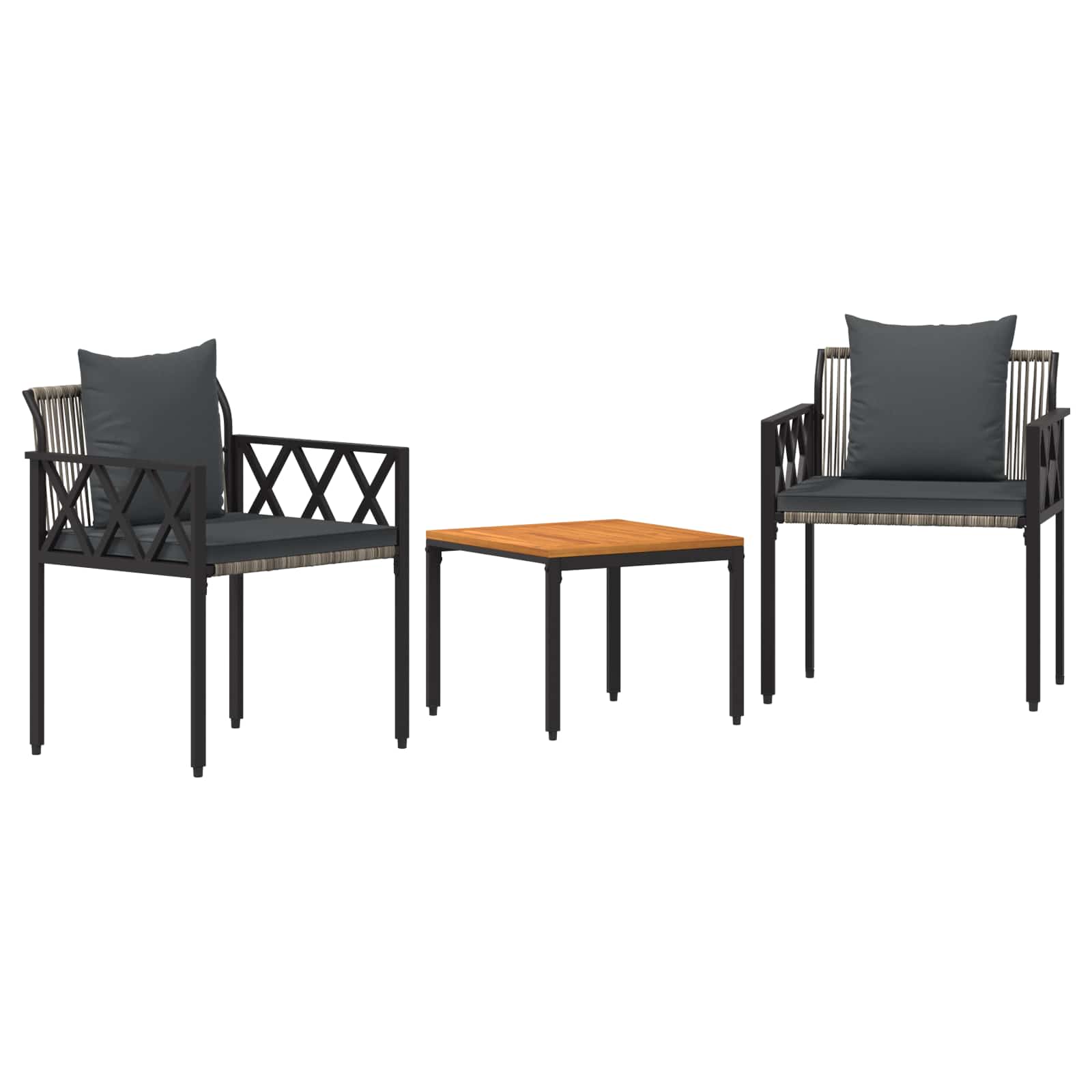 Set Mobili da Esterno 3 pcs Grigio e Grigio Scuro polyrattan | homemem39