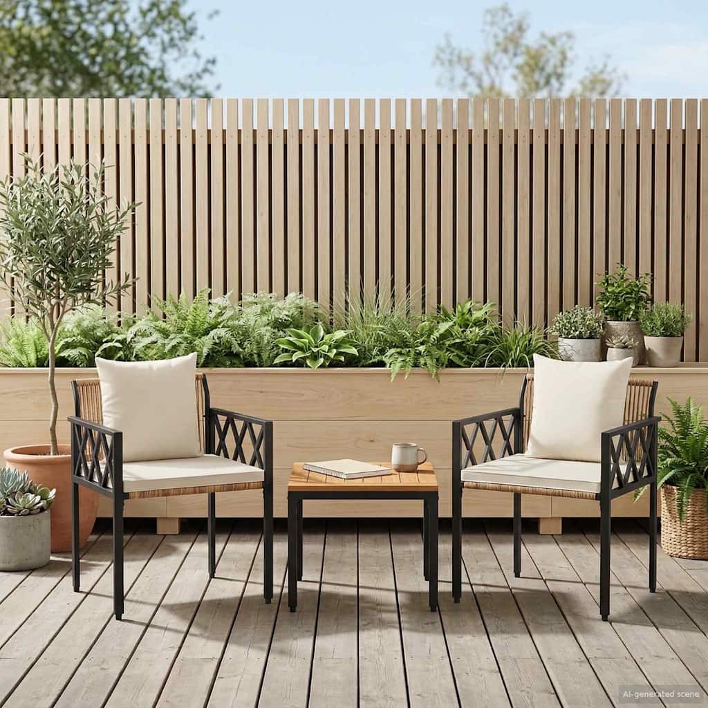 Set Mobili da Esterno 3 pcs Marrone e Bianco Crema polyrattan | homemem39