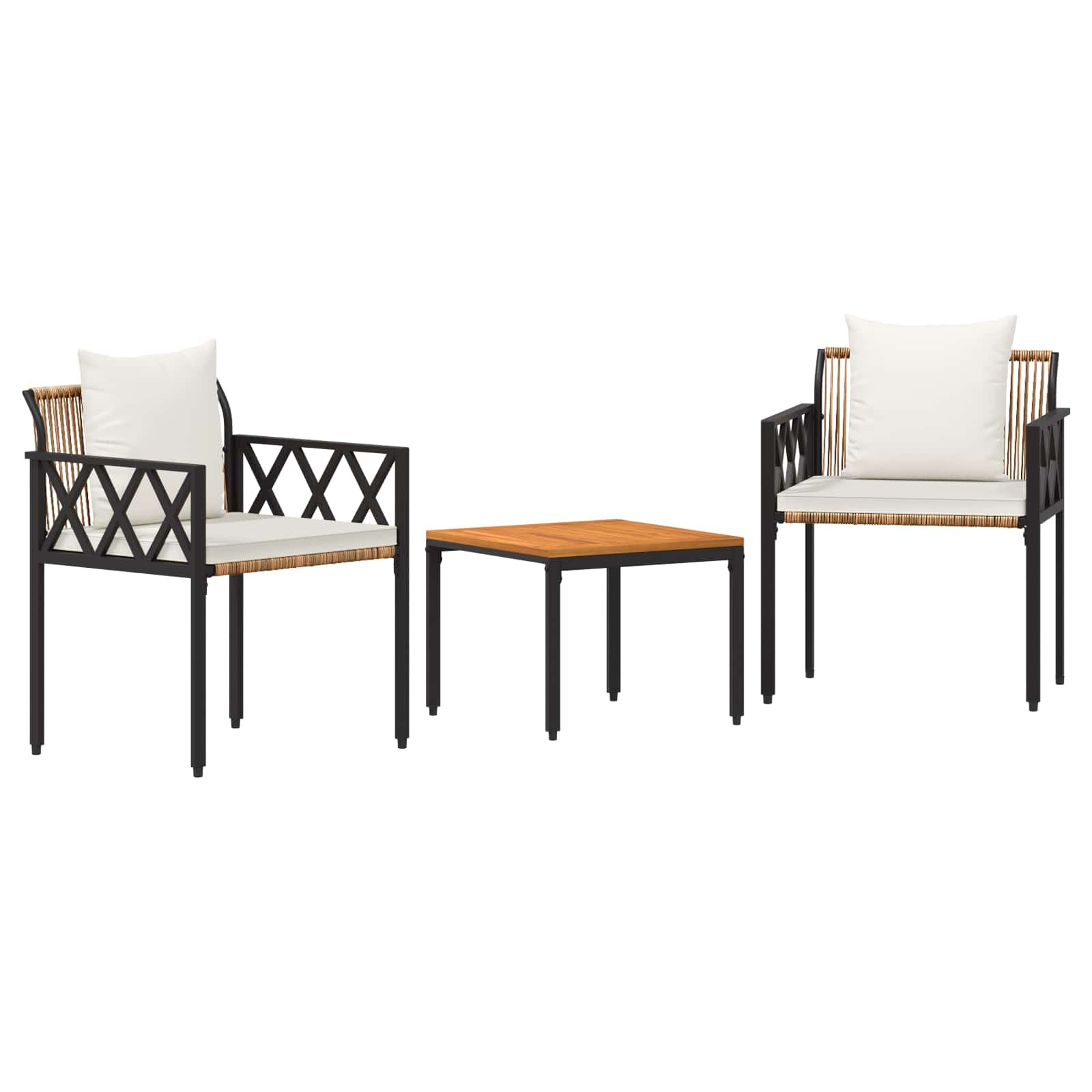 Set Mobili da Esterno 3 pcs Marrone e Bianco Crema polyrattan | homemem39