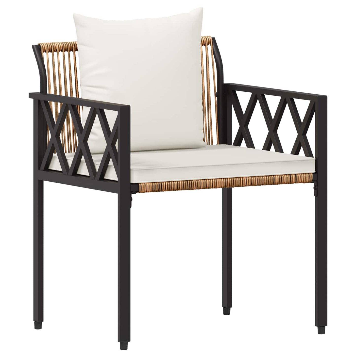 Set Mobili da Esterno 3 pcs Marrone e Bianco Crema polyrattan | homemem39