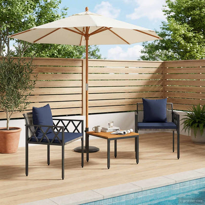 Set Mobili da Esterno 3 pcs Grigio e Blu Navy polyrattan | homemem39
