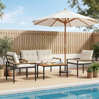 Set Mobili da Esterno 4 pcs Bianco Crema polyrattan | homemem39