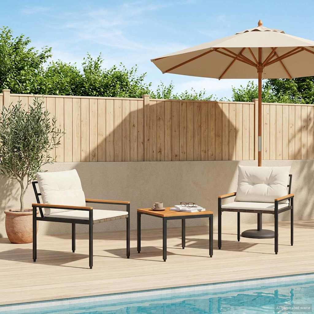 Set Mobili da Esterno 3 pcs Bianco Crema polyrattan | homemem39