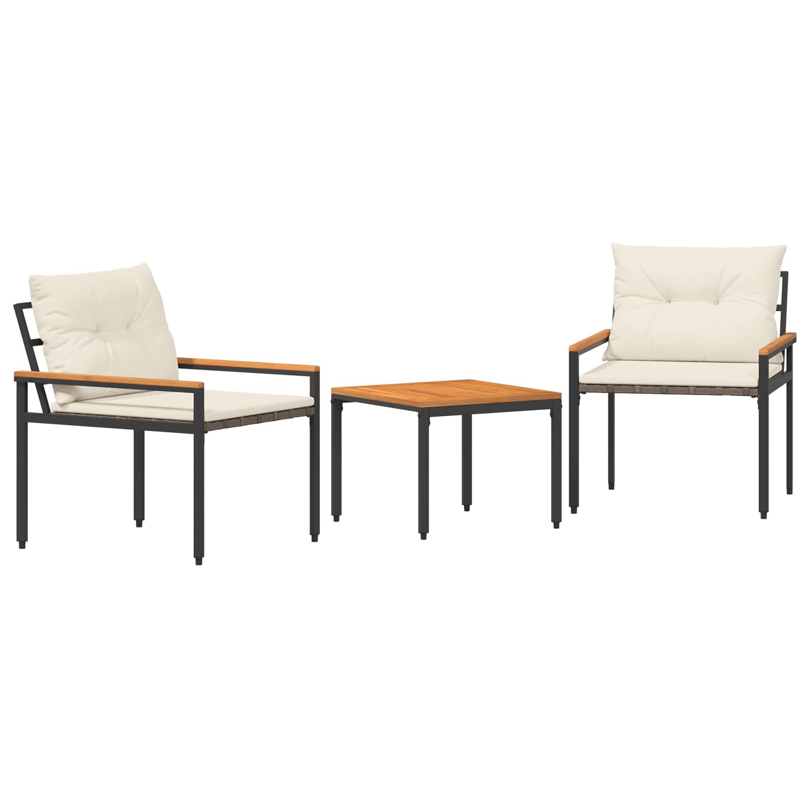 Set Mobili da Esterno 3 pcs Bianco Crema polyrattan | homemem39
