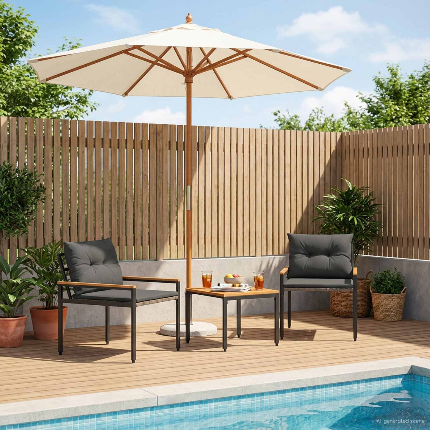 Set Mobili da Esterno 3 pcs Grigio Scuro polyrattan | homemem39