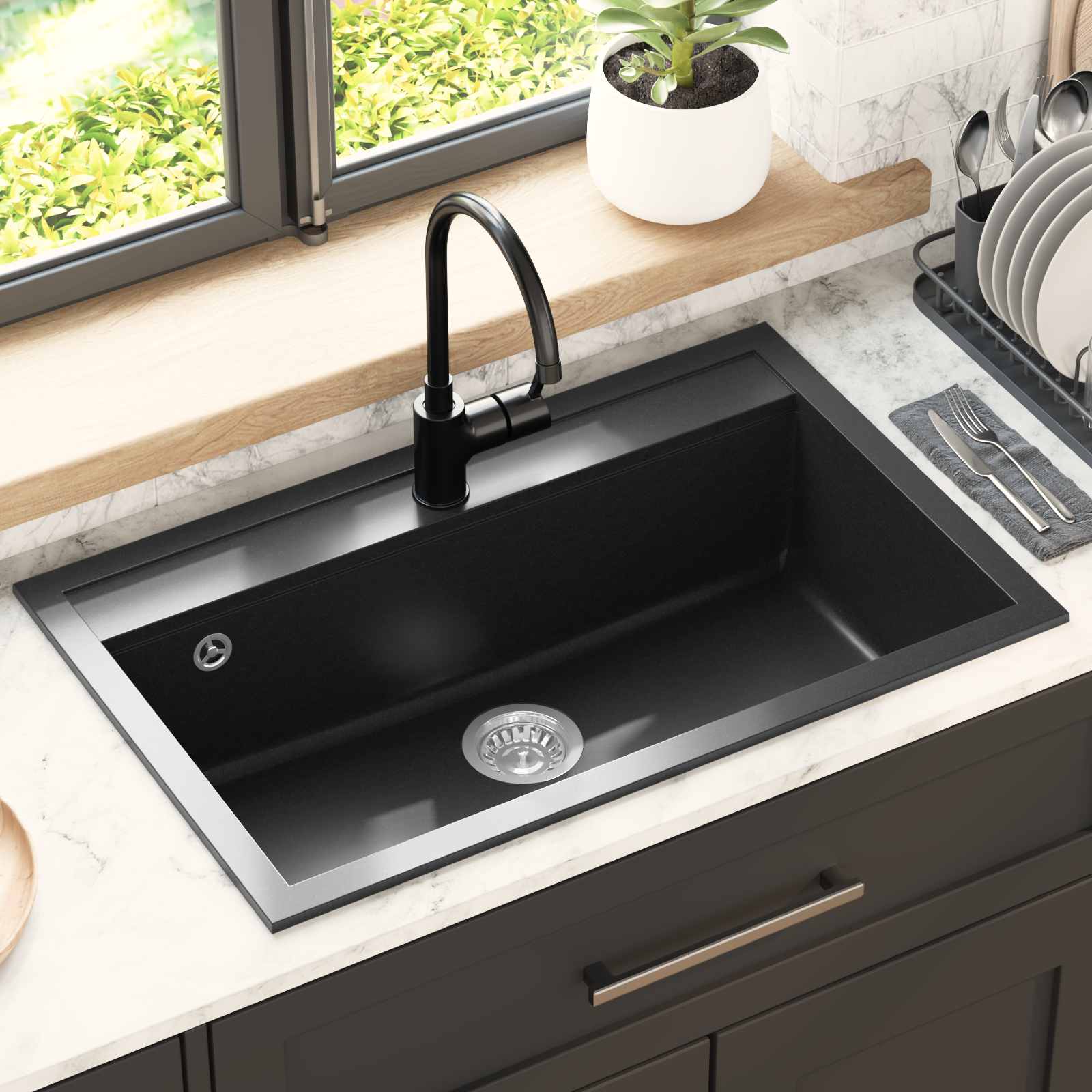 Lavello Nero 795 x 505 mm Granito | homemem39