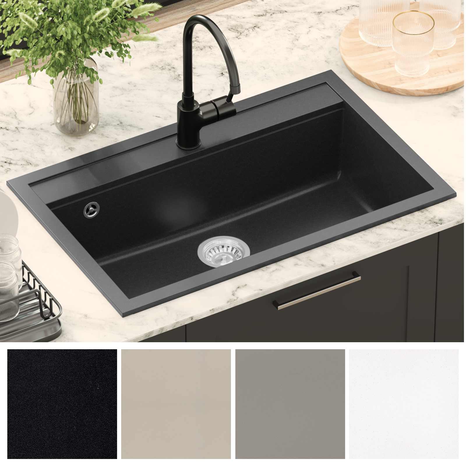 Lavello Nero 795 x 505 mm Granito | homemem39