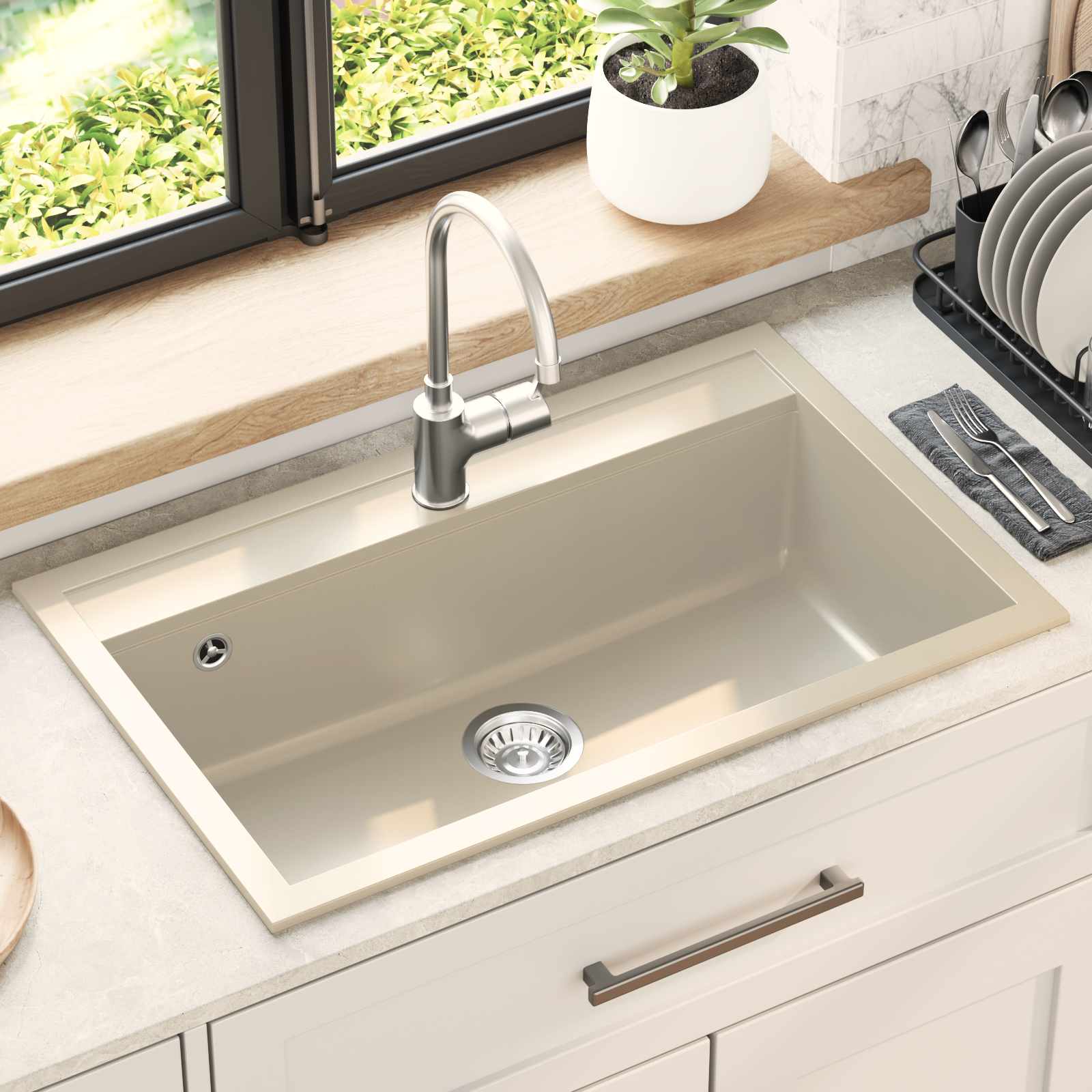 Lavello Beige 795 x 505 mm Granito | homemem39