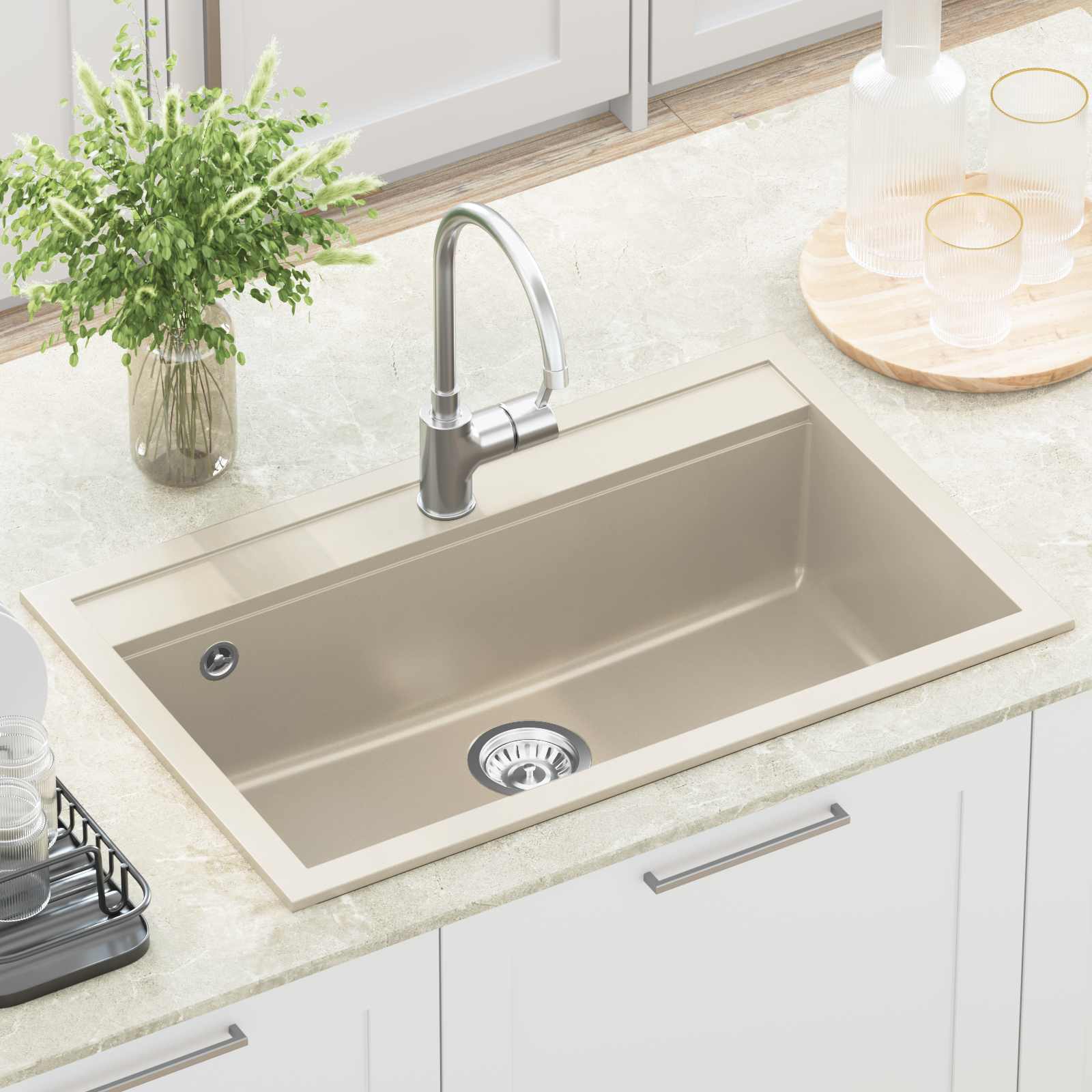 Lavello Beige 795 x 505 mm Granito | homemem39