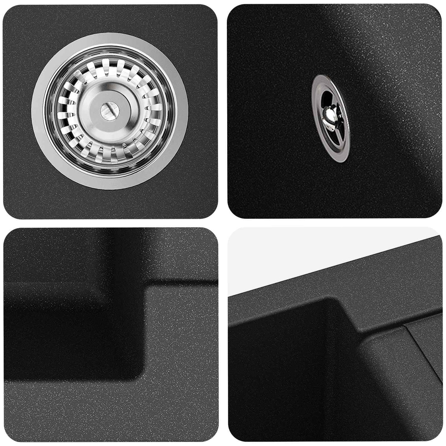 Lavello Nero 780 x 500 mm 80% Quarzo e 20% Resina