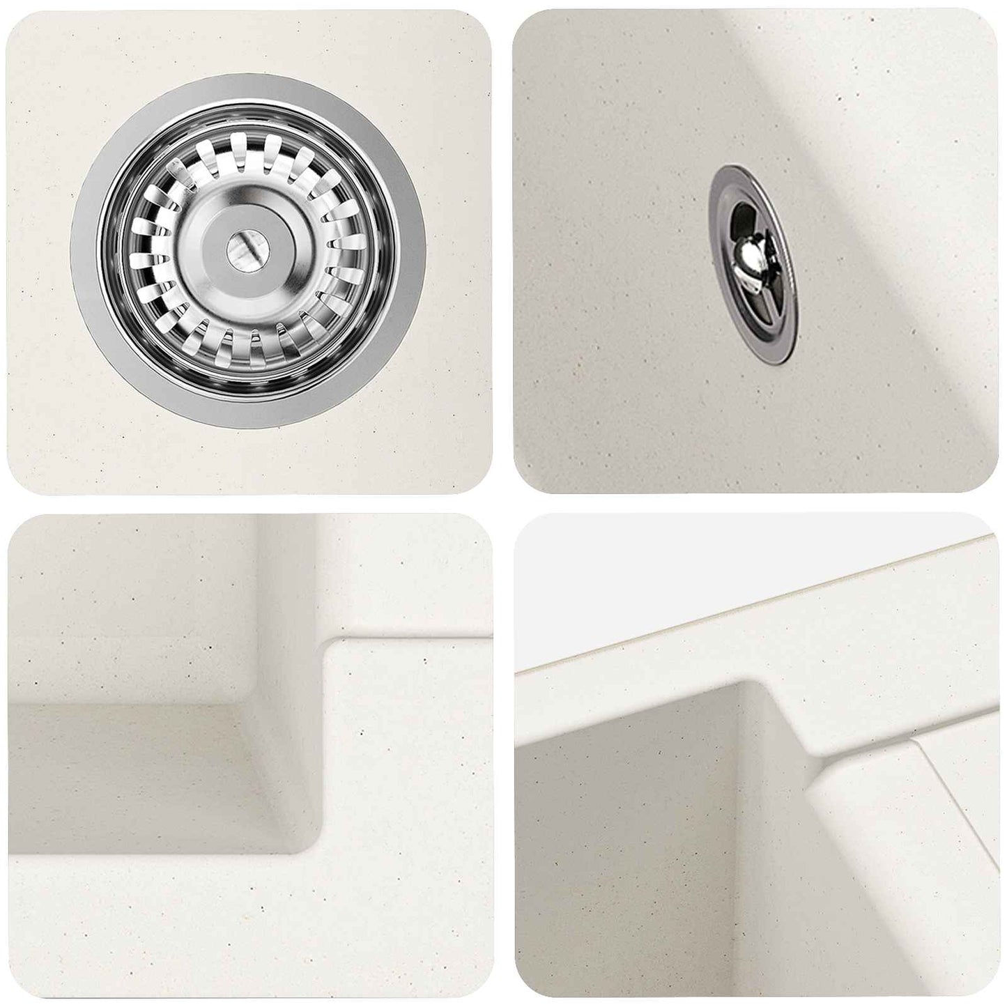 Lavello Bianco 780 x 500 mm 80% Quarzo e 20% Resina