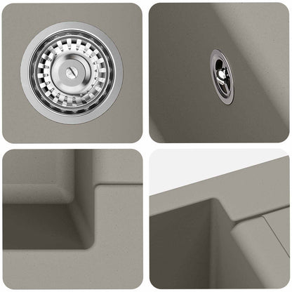 Lavello Grigio 620 x 500 mm 80% Quarzo e 20% Resina