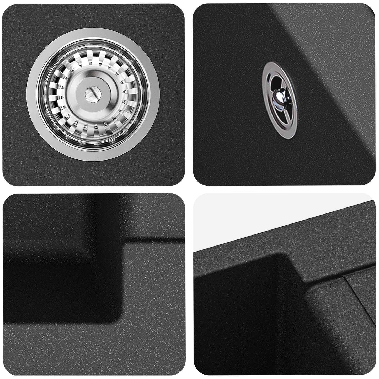 Lavello Nero 780 x 500 mm 80% Quarzo e 20% Resina