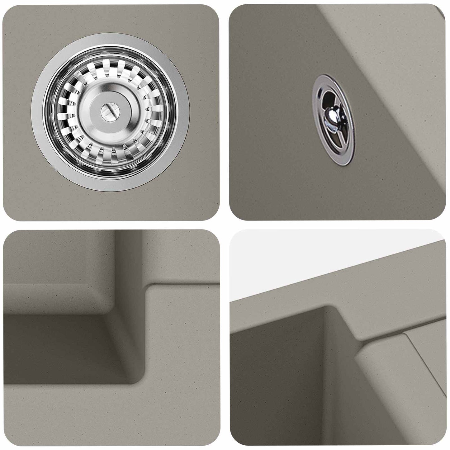 Lavello Grigio 780 x 500 mm 80% Quarzo e 20% Resina