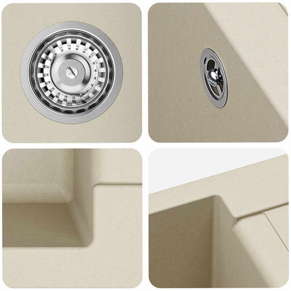 Lavello Beige 780 x 500 mm 80% Quarzo e 20% Resina