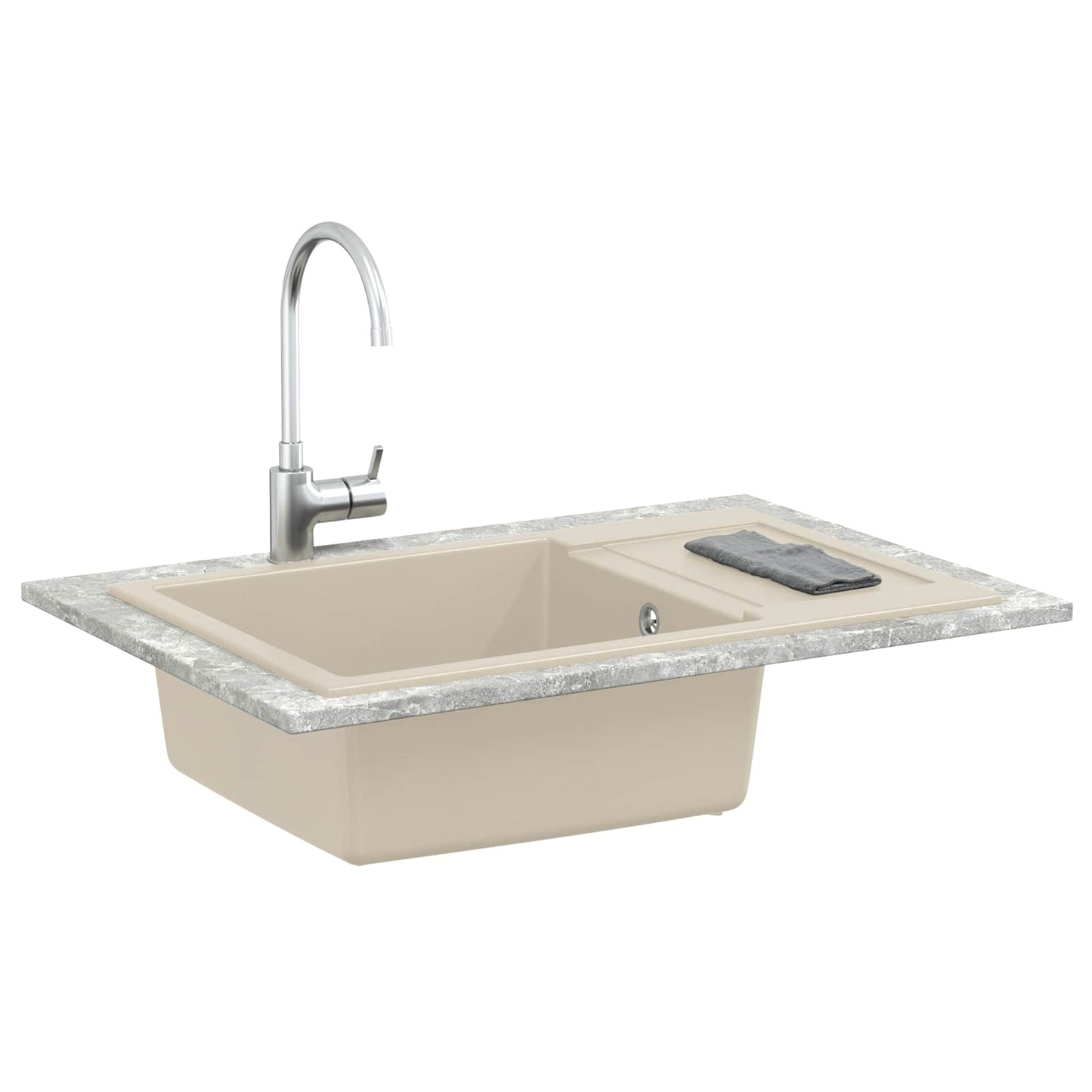 Lavello Beige 780 x 500 mm 80% Quarzo e 20% Resina