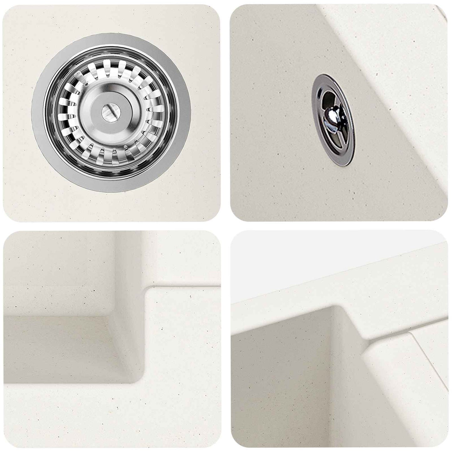 Lavello Bianco 780 x 500 mm 80% Quarzo e 20% Resina