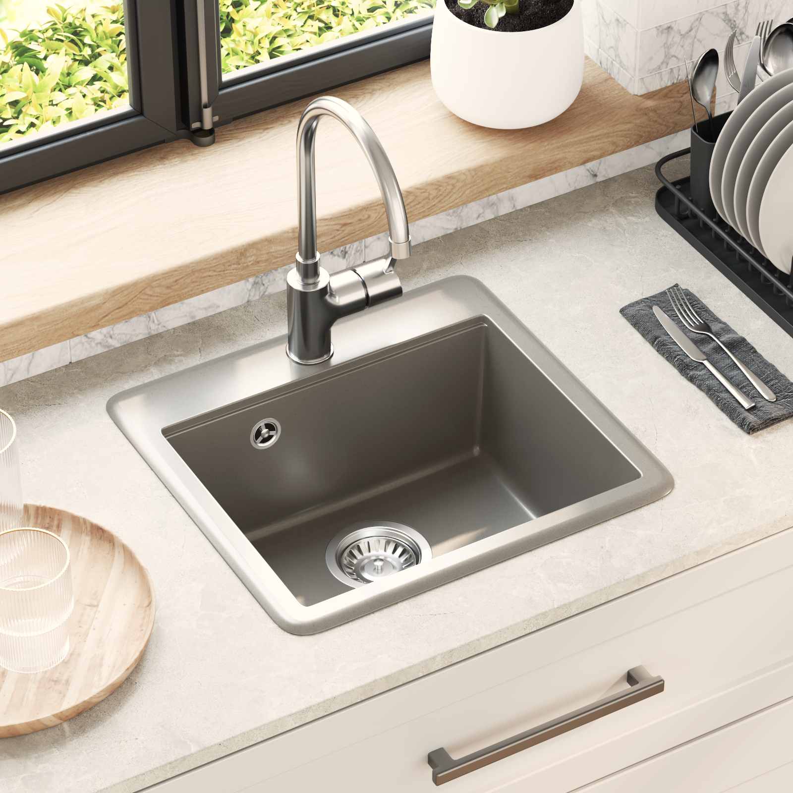 Lavello Grigio 470 x 440 mm Granito | homemem39