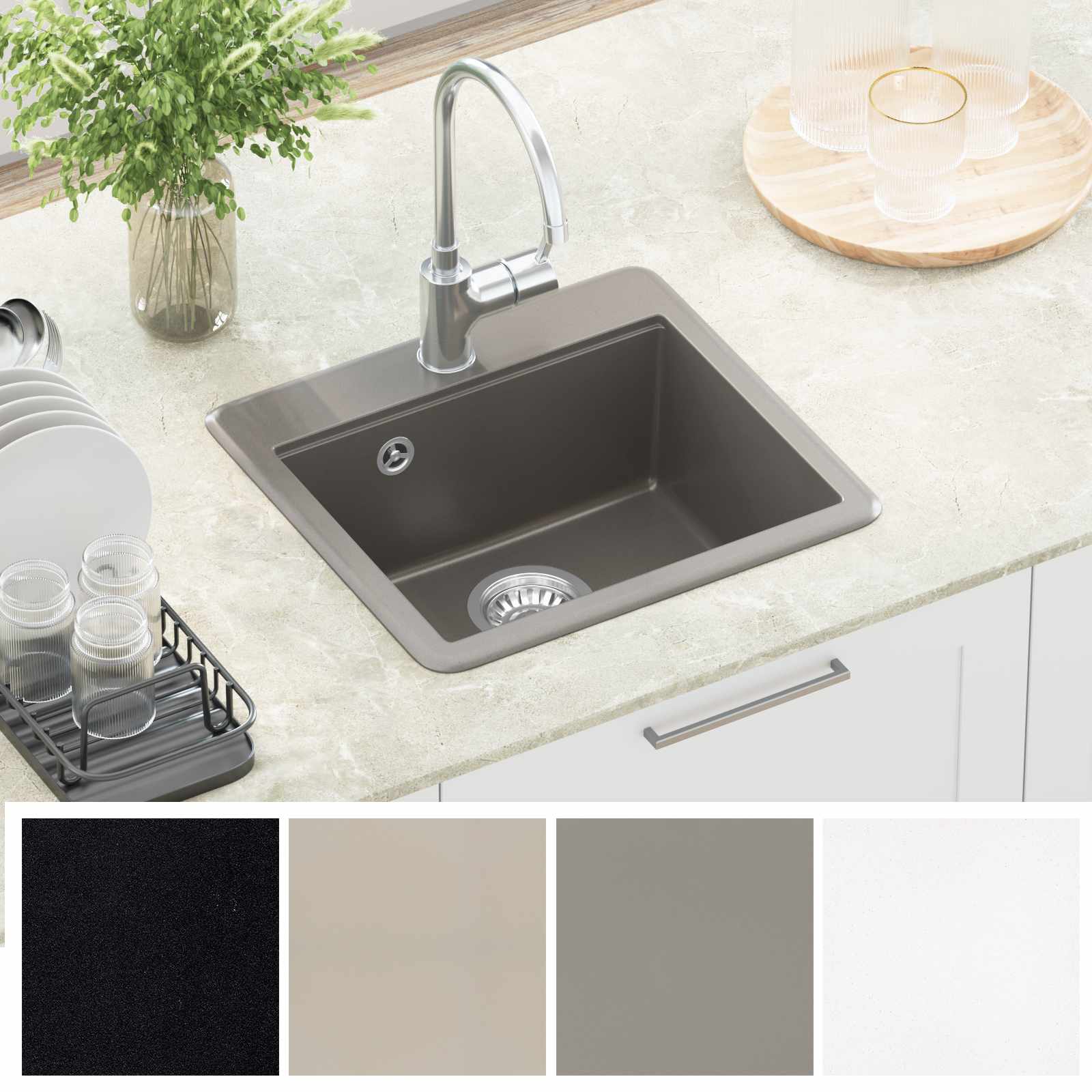 Lavello Grigio 470 x 440 mm Granito | homemem39