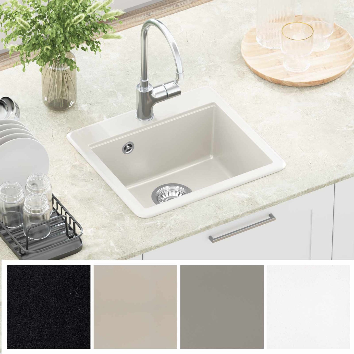Lavello Bianco 470 x 440 mm Granito | homemem39