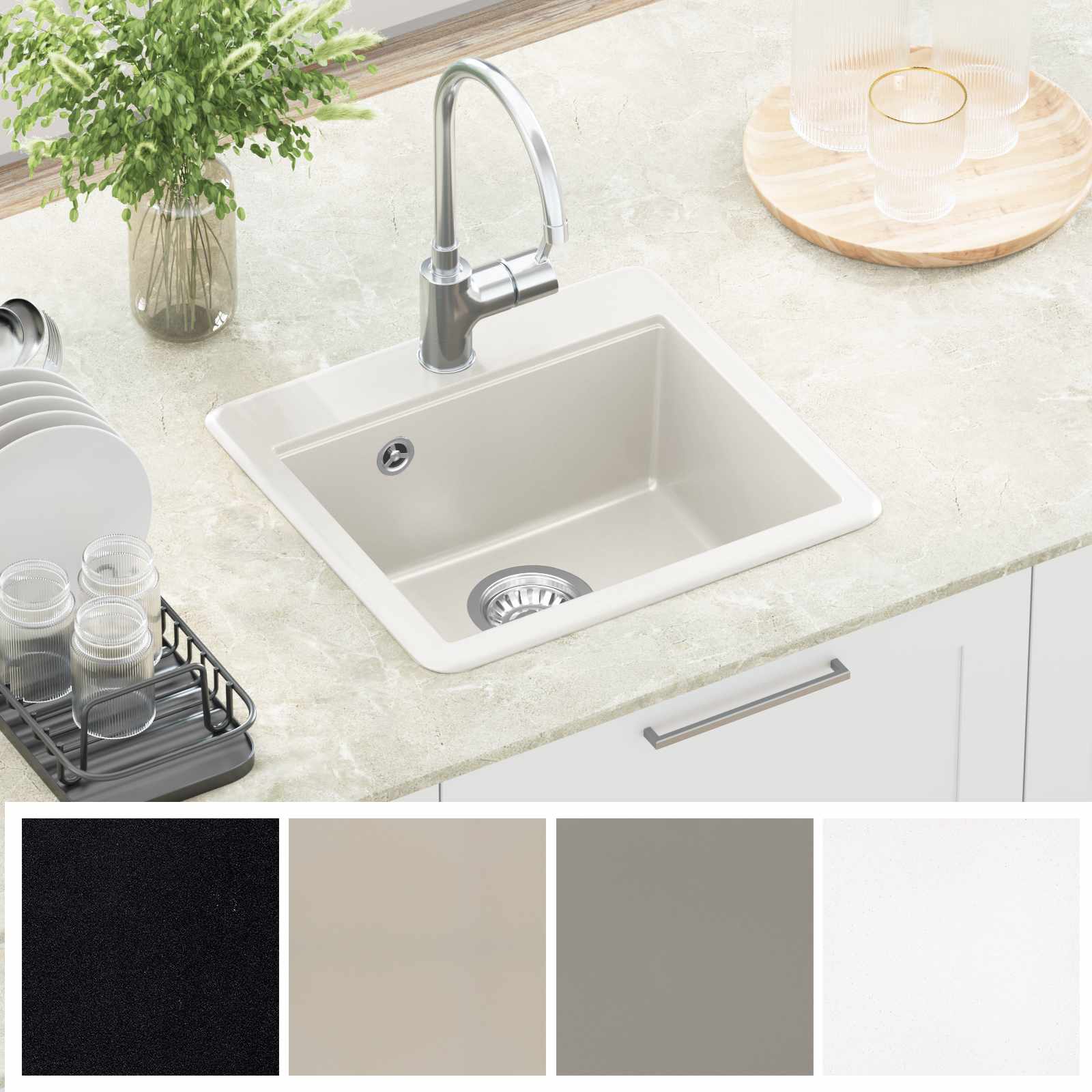 Lavello Bianco 470 x 440 mm Granito | homemem39