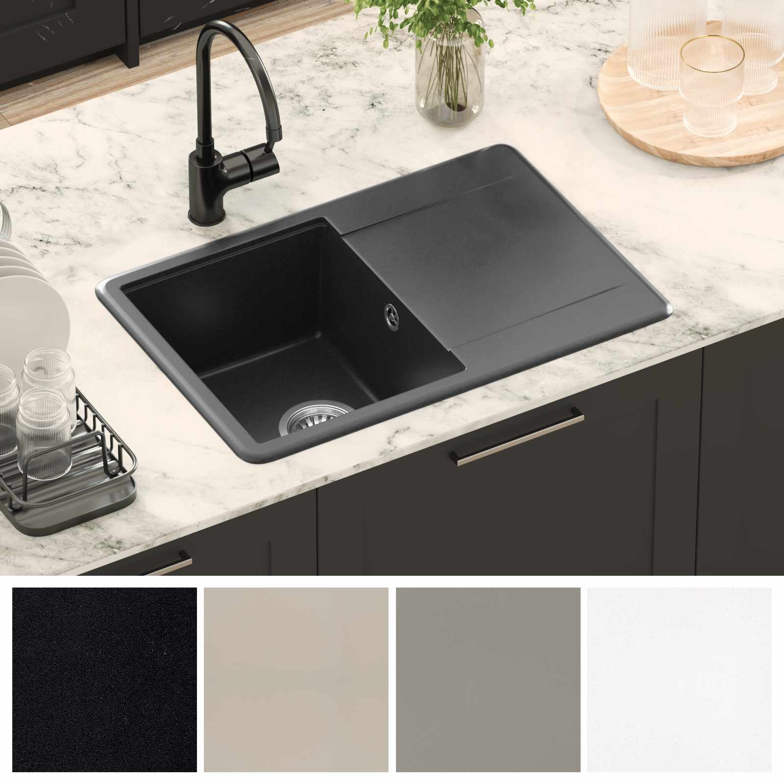 Lavello Nero 670 x 460 mm Granito | homemem39
