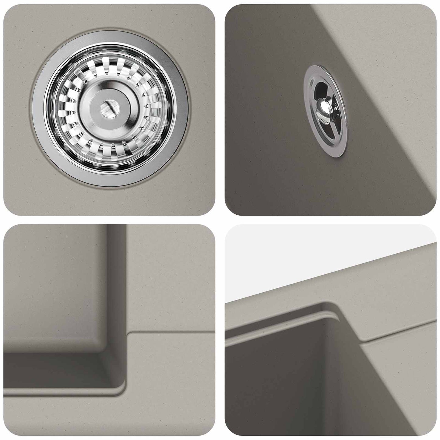 Lavello Grigio 670 x 460 mm 80% Quarzo e 20% Resina | homemem39