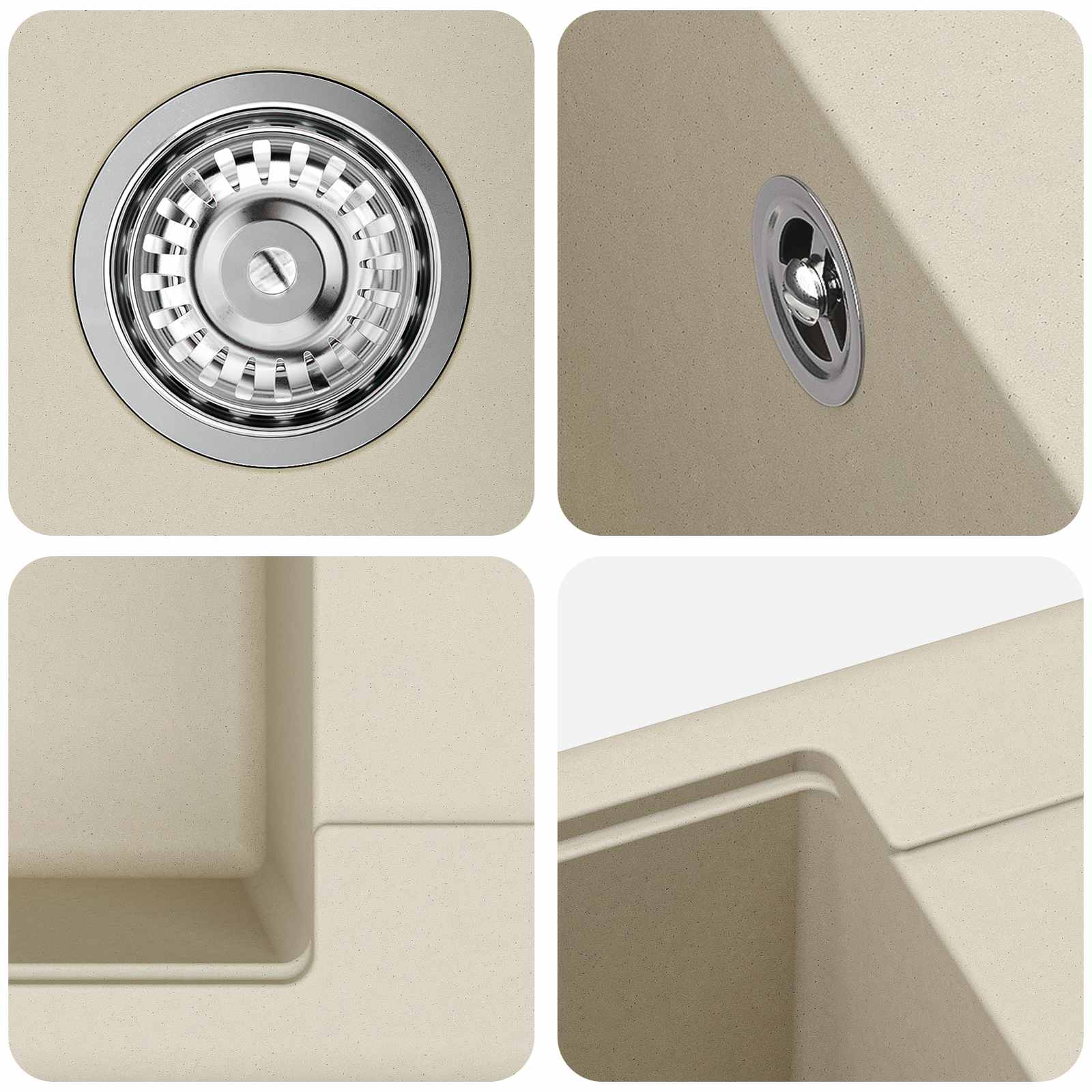 Lavello Beige 670 x 460 mm 80% Quarzo e 20% Resina | homemem39