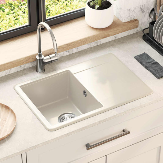 Lavello Beige 670 x 460 mm 80% Quarzo e 20% Resina