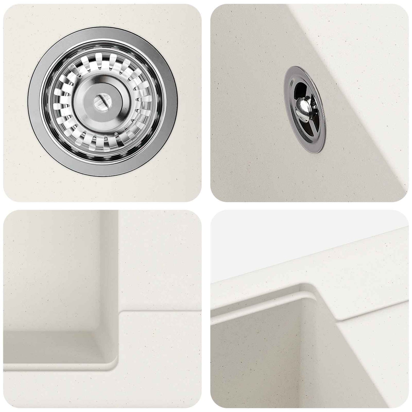 Lavello Bianco 670 x 460 mm 80% Quarzo e 20% Resina | homemem39
