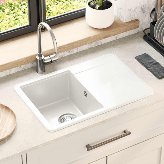 Lavello Bianco 670 x 460 mm 80% Quarzo e 20% Resina