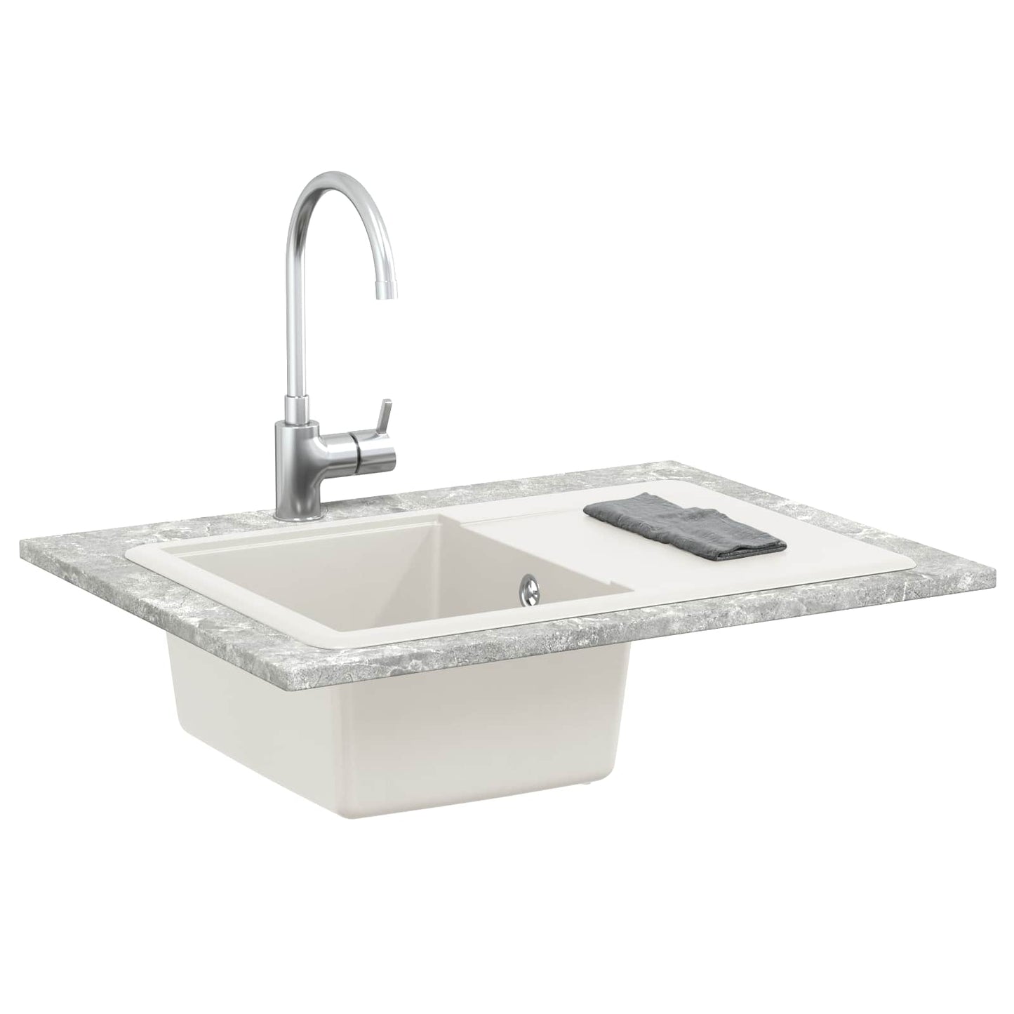 Lavello Bianco 670 x 460 mm 80% Quarzo e 20% Resina | homemem39