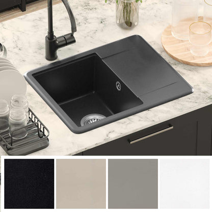 Lavello Nero 560 x 460 mm 80% Quarzo e 20% Resina | homemem39