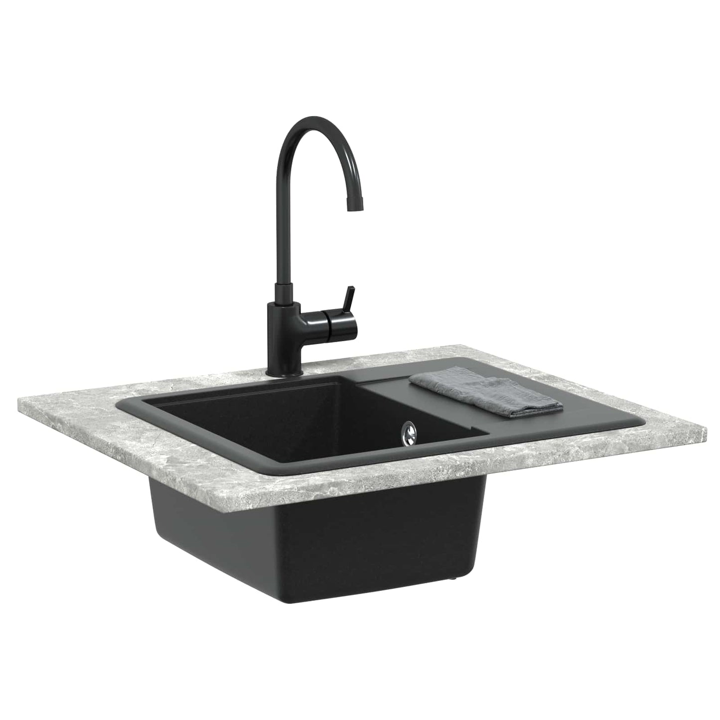 Lavello Nero 560 x 460 mm 80% Quarzo e 20% Resina | homemem39